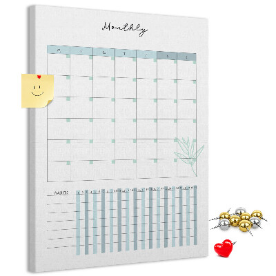Kurken memobord met maandelijkse planning en bloemenprint