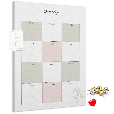 Kurken prikbord jaarplanner met een minimalistisch ontwerp