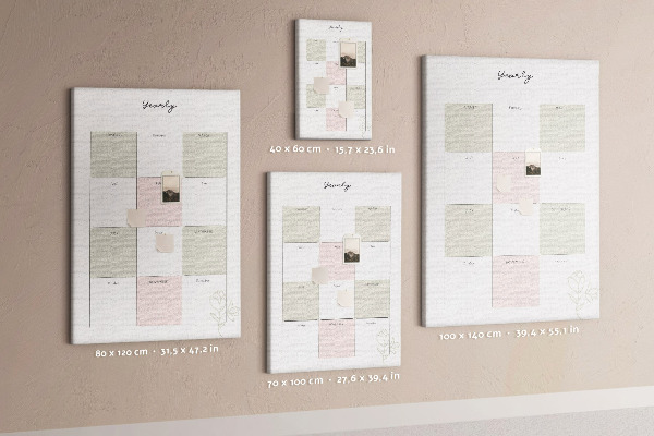Kurken prikbord jaarplanner met een minimalistisch ontwerp