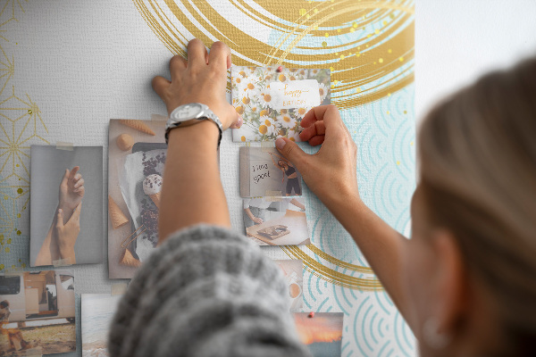 Kurk bedrukken gouden cirkels op een delicate achtergrond