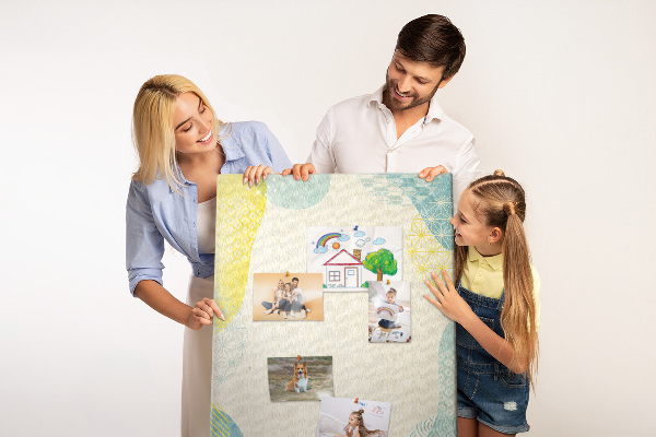 Kurk met bedrukking kleurrijke vormen in delicate tinten