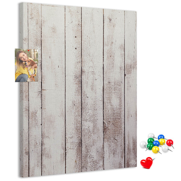 Kurken memobord rustieke planken in een lichte tint