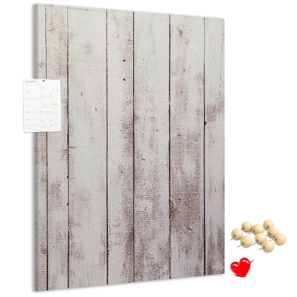 Kurken memobord rustieke planken in een lichte tint