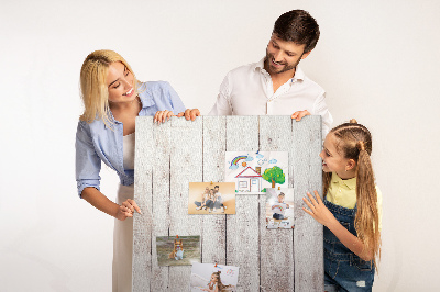 Kurken memobord rustieke planken in een lichte tint