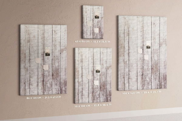 Kurken memobord rustieke planken in een lichte tint