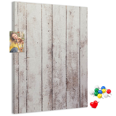 Kurken memobord rustieke planken in een lichte tint