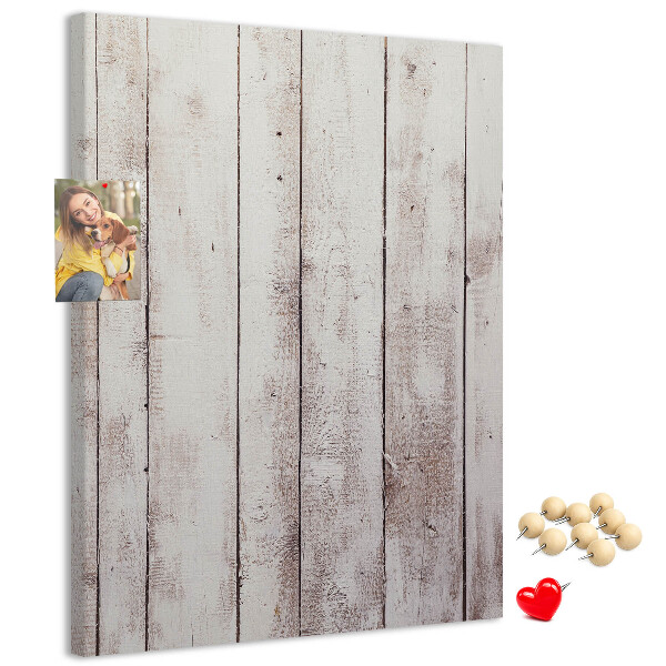 Kurken memobord rustieke planken in een lichte tint