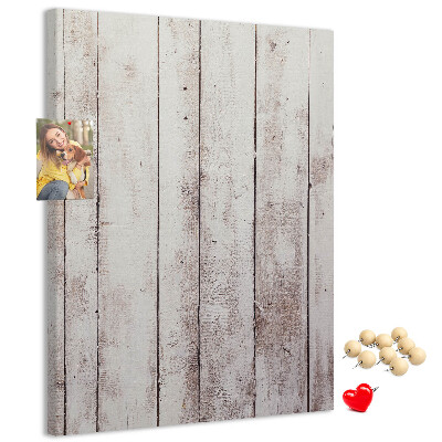 Kurken memobord rustieke planken in een lichte tint