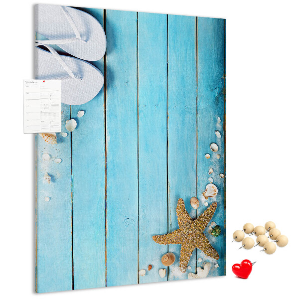 Strandslippers met eigen bedrukking op een blauw board