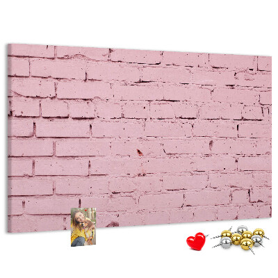 Prikbord met print van roze bakstenen muur met structuur