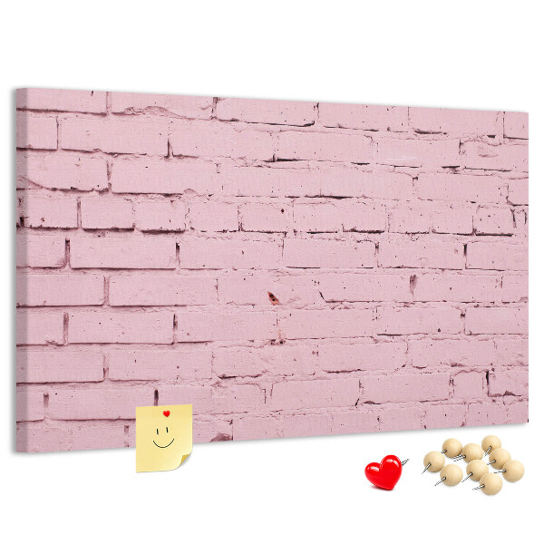 Prikbord met print van roze bakstenen muur met structuur
