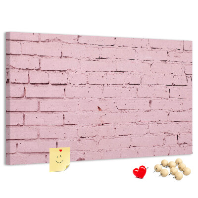 Prikbord met print van roze bakstenen muur met structuur