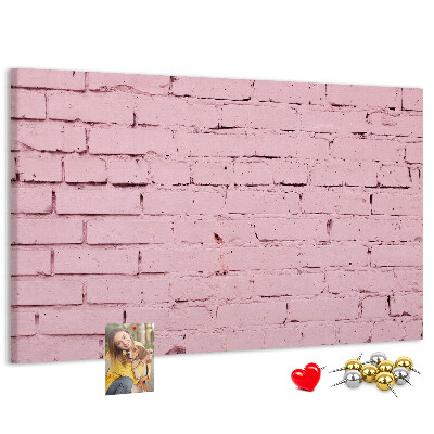 Prikbord met print van roze bakstenen muur met structuur