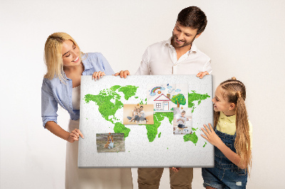 Prikbord wereldkaart in groene gazonstijl