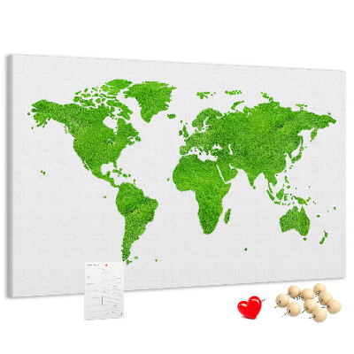 Prikbord wereldkaart in groene gazonstijl