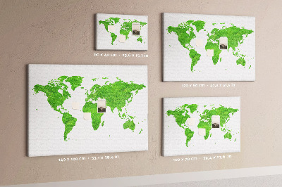 Prikbord wereldkaart in groene gazonstijl