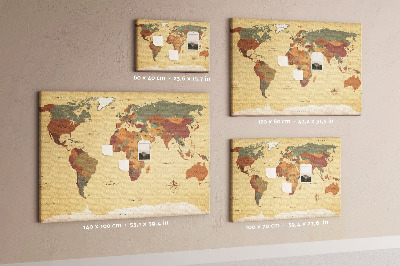 Prikbord oude wereldkaart in gedempte kleuren