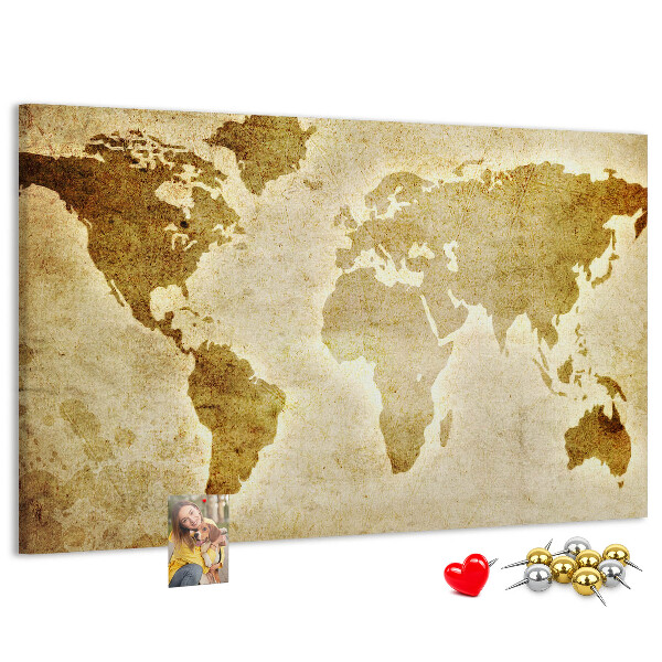 Kurkbord kaart van de oude wereld in sepia