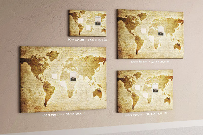 Kurkbord kaart van de oude wereld in sepia