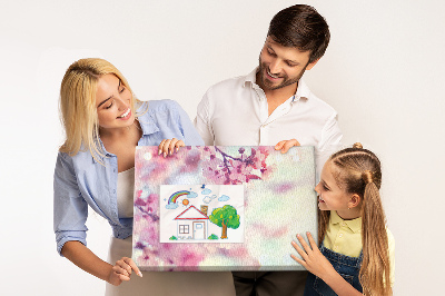 Prikbord met afbeelding van bloemtakken in pasteltinten