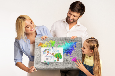 Prikbord kleurrijke wereldkaart op een grijze achtergrond