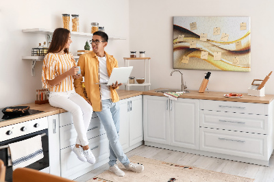 Prikbord met gouden golven op een neutrale achtergrond