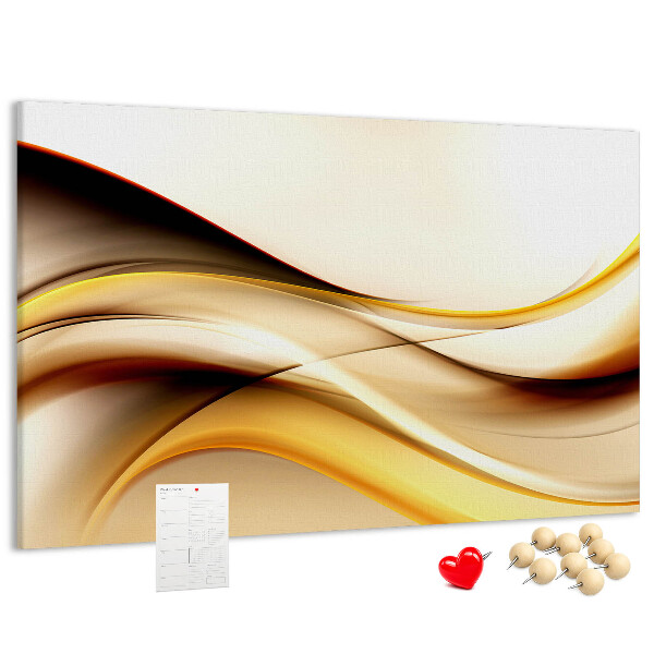 Prikbord met gouden golven op een neutrale achtergrond