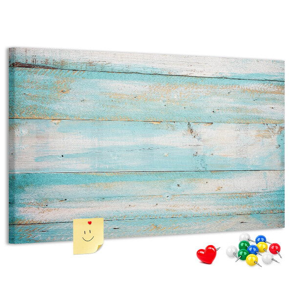 Kurk prikbord houten plank in verschillende blauwtinten