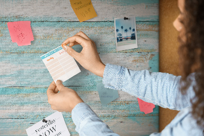Kurk prikbord houten plank in verschillende blauwtinten