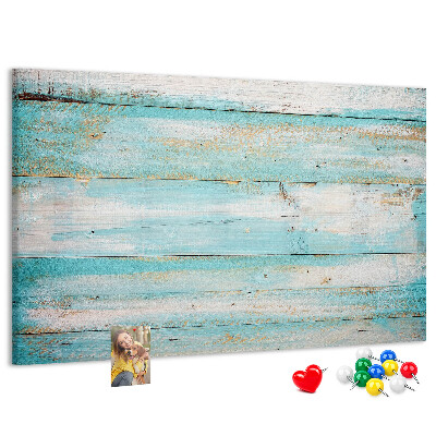 Kurk prikbord houten plank in verschillende blauwtinten