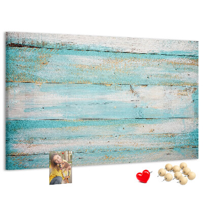Kurk prikbord houten plank in verschillende blauwtinten