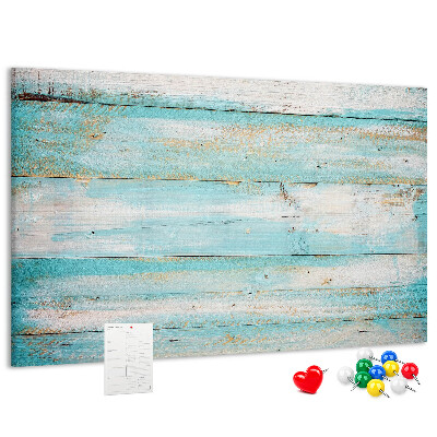 Kurk prikbord houten plank in verschillende blauwtinten