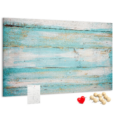 Kurk prikbord houten plank in verschillende blauwtinten