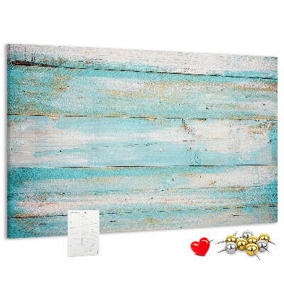 Kurk prikbord houten plank in verschillende blauwtinten