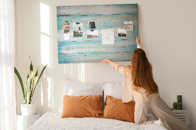Kurk prikbord houten plank in verschillende blauwtinten
