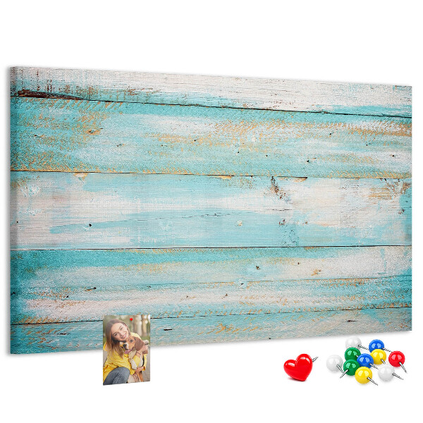 Kurk prikbord houten plank in verschillende blauwtinten