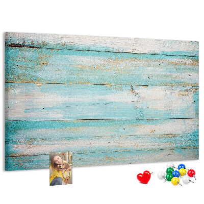 Kurk prikbord houten plank in verschillende blauwtinten
