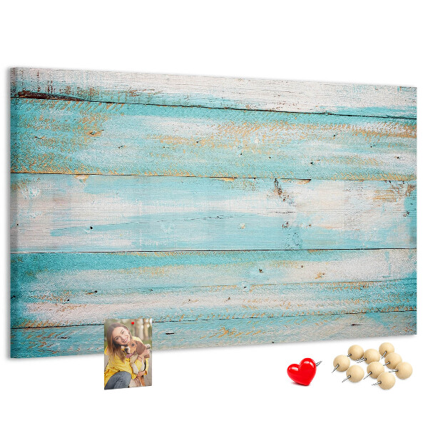 Kurk prikbord houten plank in verschillende blauwtinten