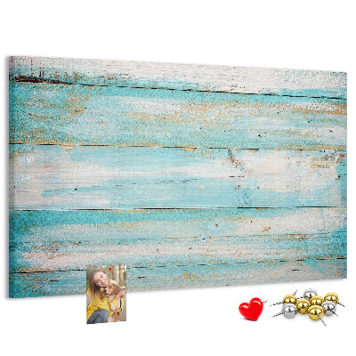 Kurk prikbord houten plank in verschillende blauwtinten