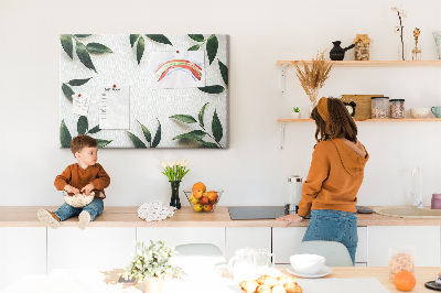 Prikbord met een delicate en minimalistische bladerenprint
