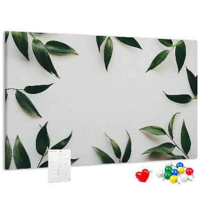 Prikbord met een delicate en minimalistische bladerenprint
