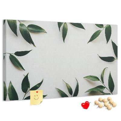 Prikbord met een delicate en minimalistische bladerenprint