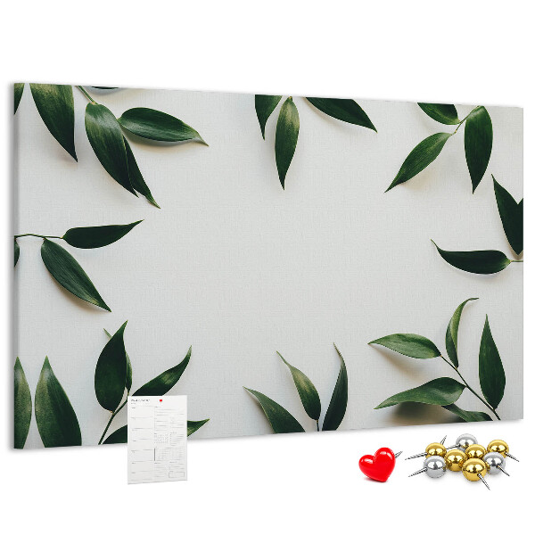 Prikbord met een delicate en minimalistische bladerenprint