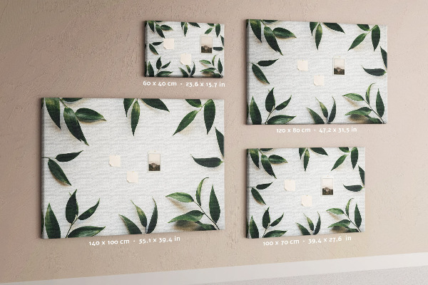 Prikbord met een delicate en minimalistische bladerenprint