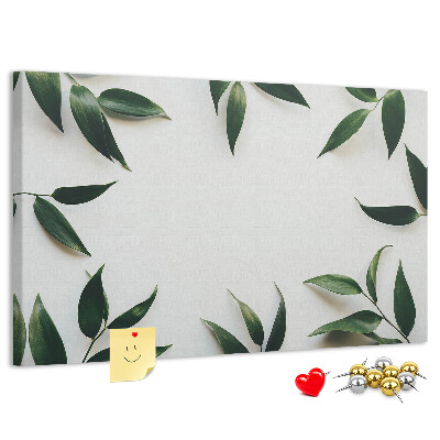 Prikbord met een delicate en minimalistische bladerenprint