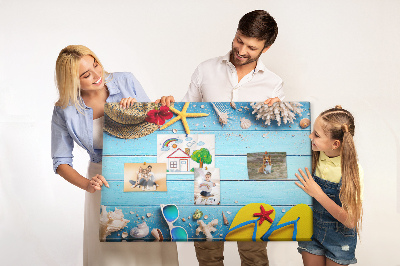 Kurken prikbord met thema zomerse strandvakantie en accessoires