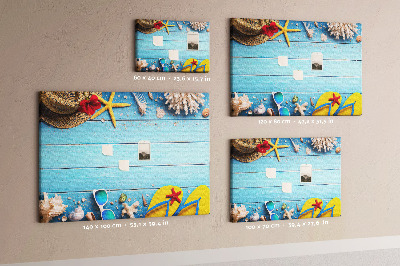 Kurken prikbord met thema zomerse strandvakantie en accessoires