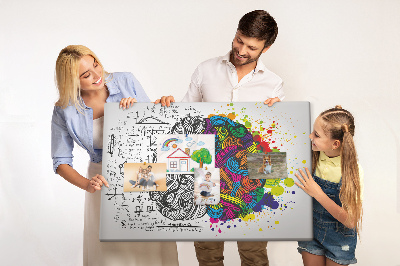 Kurk prikbord met hersenen en creativiteit in kleurrijke harmonie