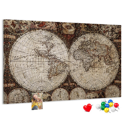 Kurkbord met een kaart van de oude wereld en geografische details