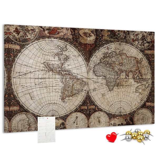 Kurkbord met een kaart van de oude wereld en geografische details